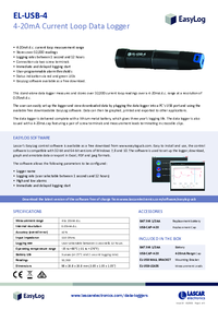 Thumbnail of document Data Sheet - EL-USB-4 Current Data Logger with USB